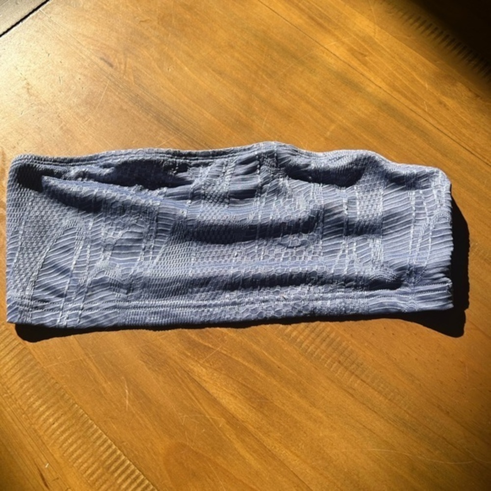 Cider Textured Blue Bandeau Top